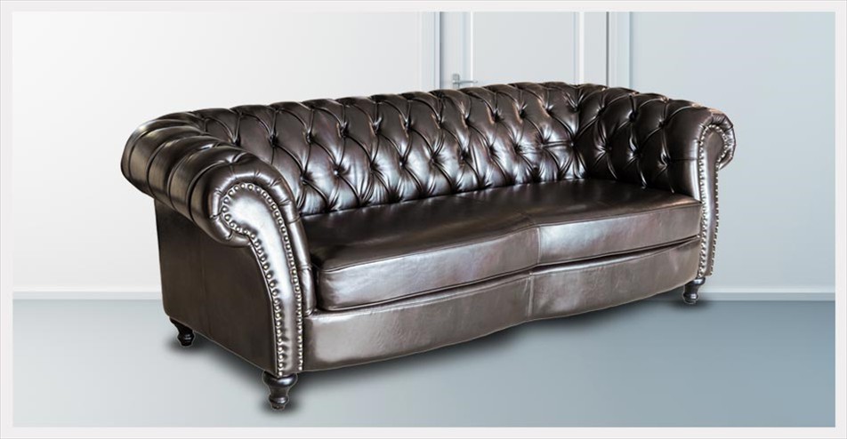 Vintage Black Leather Sofa